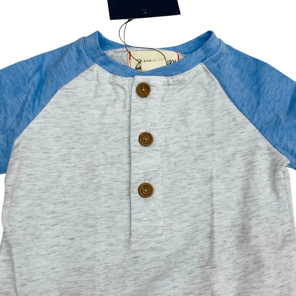 NWT Me & Henry 0/3M League Raglan Block Onesie